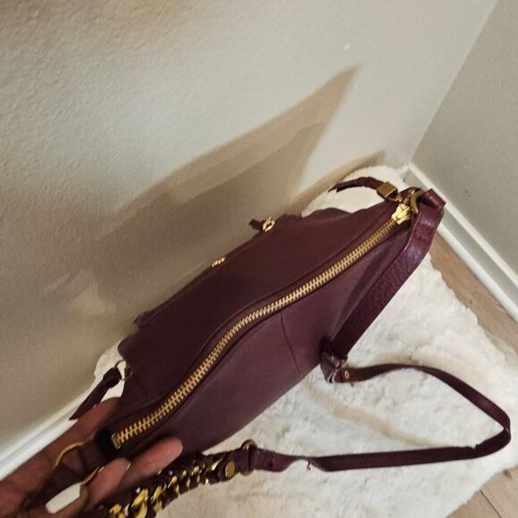 Elliott Lucca Burgandy Leather Crossbody with Chain Strap - Picture 8 of 14